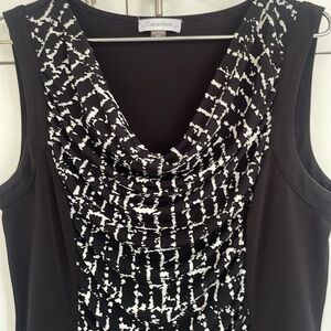 Calvin Klein Black/White Sleeveless Cowl-neck Top